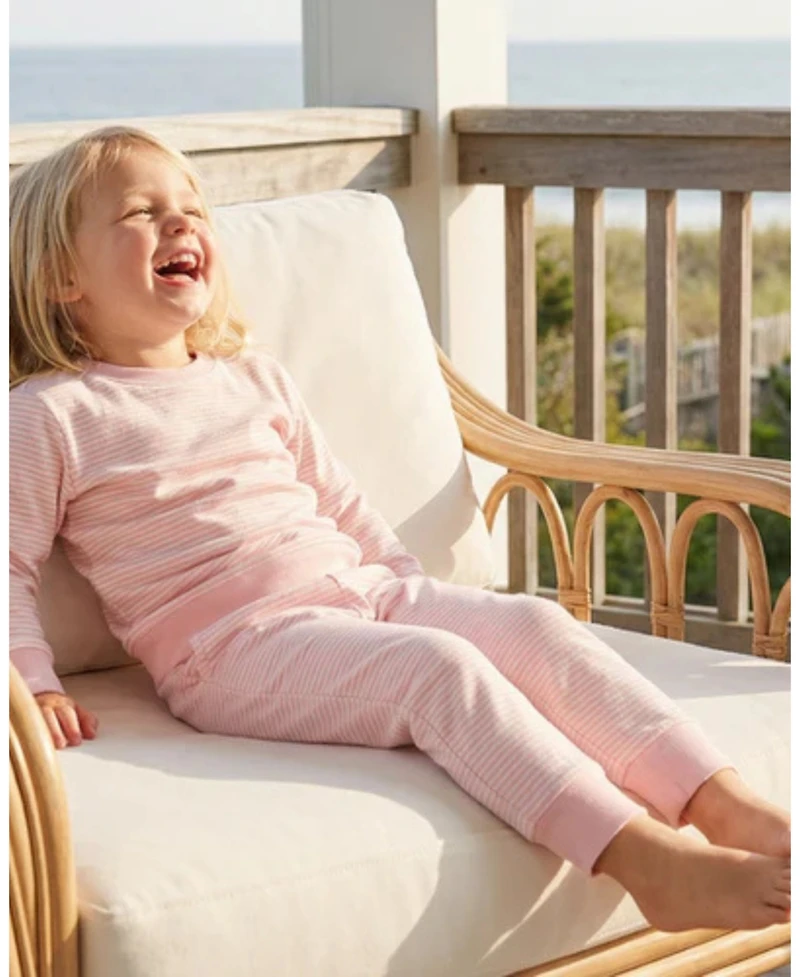 Motette Toddler Girl's Peony Stripe Lounger Bamboo Sweatsuit