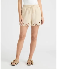 Ellen Tracy Women's Shorts with Embroidered Hem