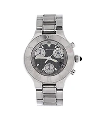 Pre-Owned Cartier Must 21 Chronoscaph Quartz Watch in Stainless Steel 38mm
