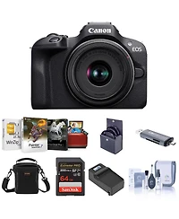 Canon Eos R100 Mirrorless Camera and Rf-s 18-45mm f/4.5-6.3 Is Stm Lens, Bundle with Memory Card, Smart Charger Base and Software Kit