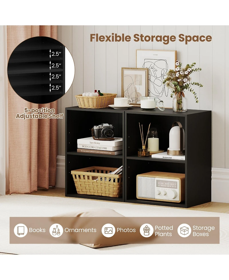 Slickblue 2-Cube Floor Standing Bookshelf with Adjustable Shelf