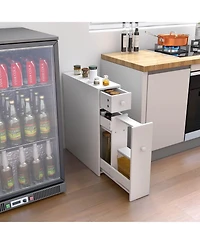 Costway Bathroom Floor Cabinet Toilet Narrow Storage Organizer with Flip Top