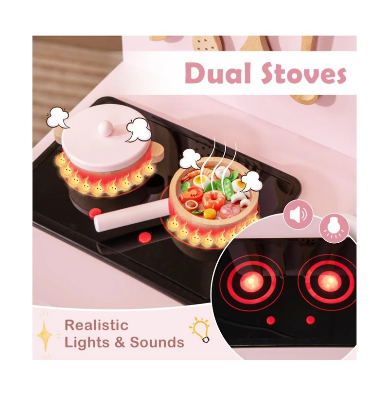 Hongge Kids Kitchen Playset with Cooking Accessories and Storage