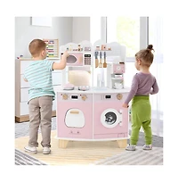 Hongge Wooden Kids Kitchen Playset with Coffee Maker for kids