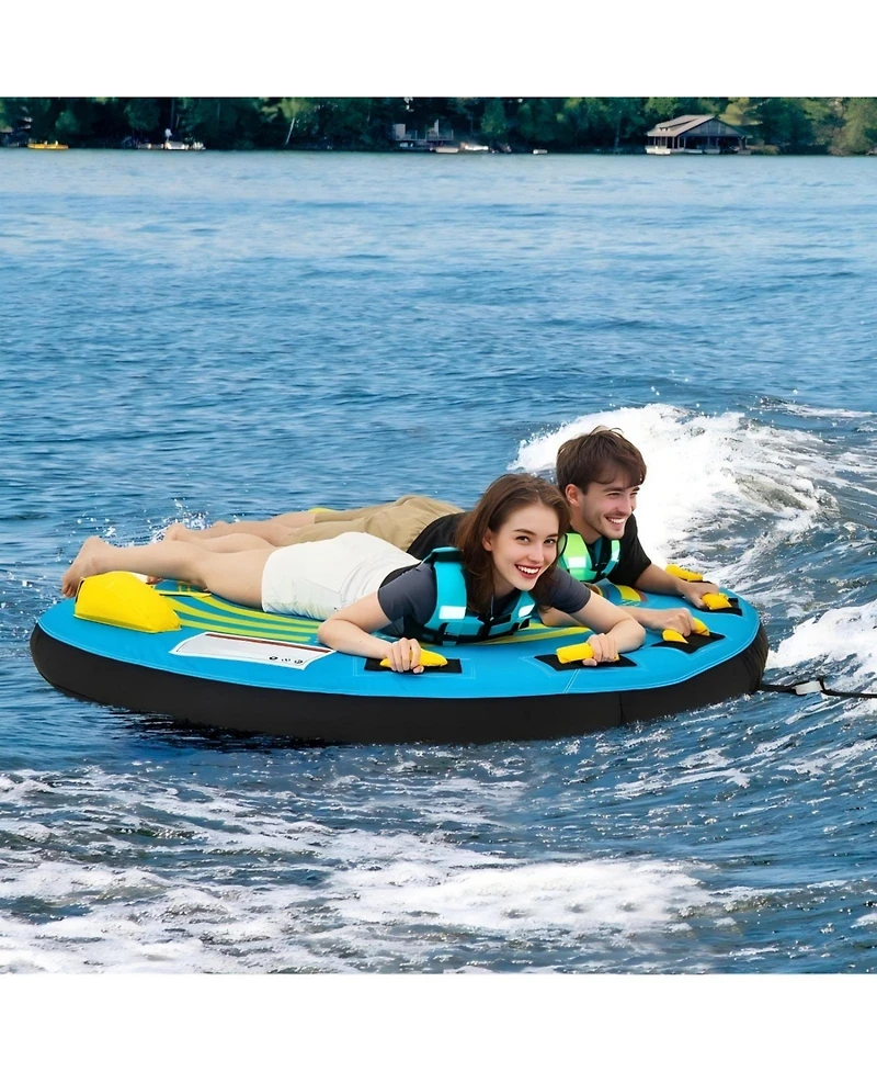 Hongge 3 Person Inflatable Boat Tube Towable Platform with Double Valves