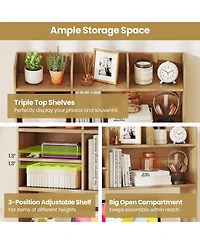 Sugift Desktop Storage Hutch Bookshelf with Multiple Open Shelves