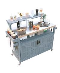 Mondawe 78.3" Outdoor Kitchen Island with Foldable Grill Table