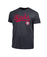 Champion Men's Black Cincinnati Reds Cooperstown Wordmark Lockup Tri-Blend T-Shirt