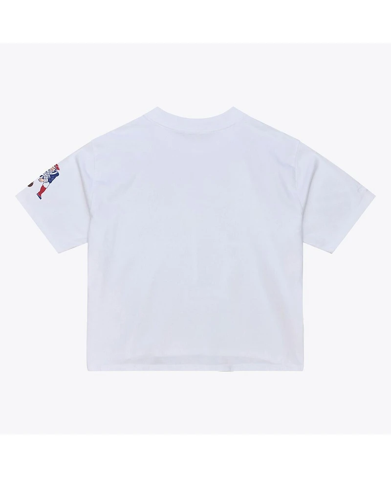 Mitchell & Ness Women's White New England Patriots Head Coach Cropped T-Shirt