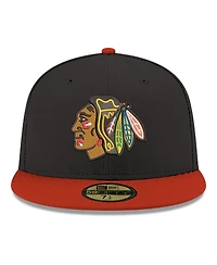 New Era Men's Black Chicago Blackhawks Core Logo Two-Tone 59FIFTY Fitted Hat
