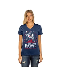 New Era Women's Navy Atlanta Braves Little Miss 2 V-Neck T-Shirt