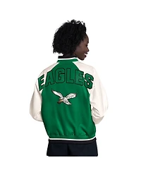 Starter Women's Kelly Green/White Philadelphia Eagles Raglan Blitz Full-Snap Varsity Jacket