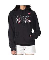 G-iii 4Her by Carl Banks Men's Black Detroit Red Wings Shadow Logo Fleece Pullover Hoodie