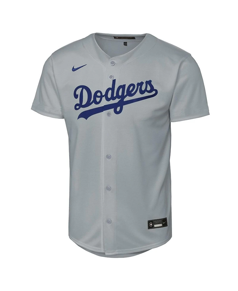 Nike Big Boys and Girls Gray Los Angeles Dodgers Alternate Replica Jersey
