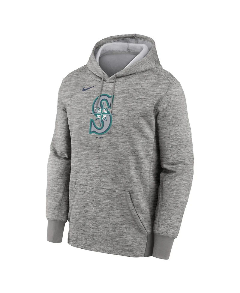 Nike Men's Heather Gray Seattle Mariners Primary Logo Therma Hoodie