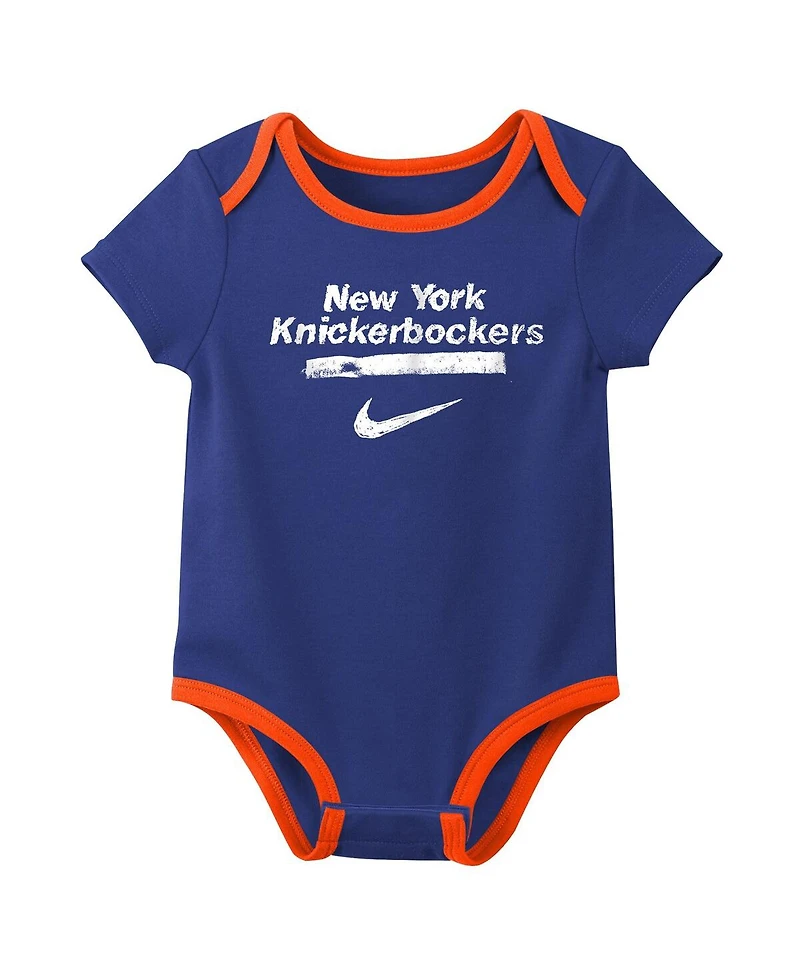 Nike Baby Boys and Girls 2-Pack Blue New York Knicks Courtside Premier Bodysuit Set