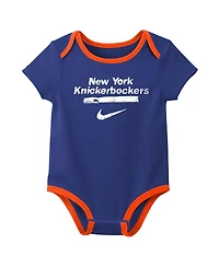 Nike Baby Boys and Girls 2-Pack Blue New York Knicks Courtside Premier Bodysuit Set