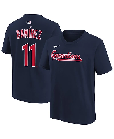 Nike Big Boys and Girls Jose Ramirez Navy Cleveland Guardians Name & Number T-Shirt