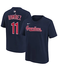 Nike Big Boys and Girls Jose Ramirez Navy Cleveland Guardians Name & Number T-Shirt