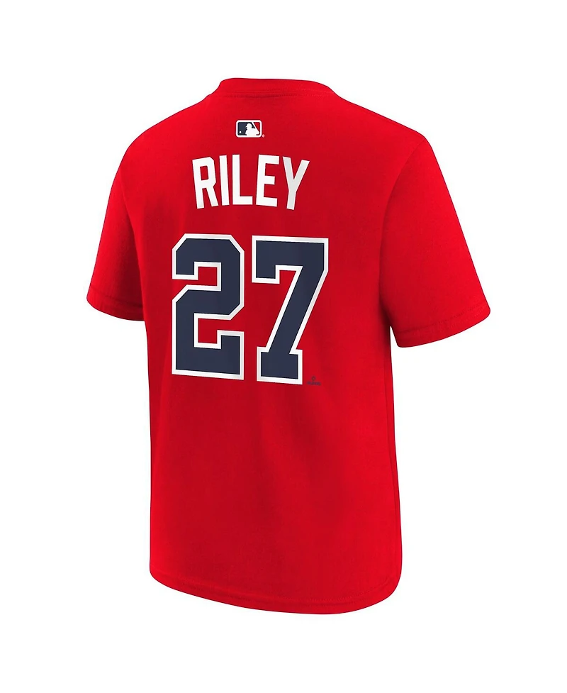 Nike Big Boys and Girls Austin Riley Red Atlanta Braves Name Number T-Shirt