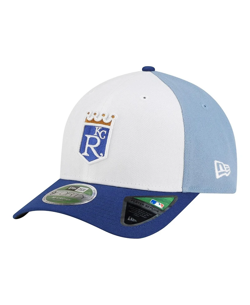 New Era Men's White/Light Blue Kansas City Royals Player Replica 9FORTY M-Crown Adjustable Hat