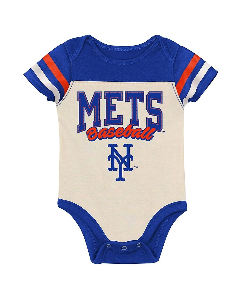 Outerstuff Baby Boys and Girls 3-Piece Royal New York Mets Up One Bodysuit, Bib Booties Set