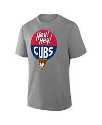 Fanatics Men's Heather Gray Chicago Cubs Tribute Iykyk Tri-Blend T-Shirt