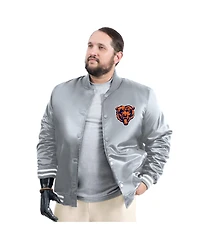 G-iii Sports by Carl Banks Men's Gray Chicago Bears Adaptive Full-Snap Varsity Jacket