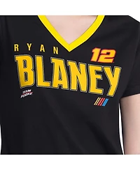 G-iii 4Her by Carl Banks Women's Black Ryan Blaney Best Team V-Neck T-Shirt