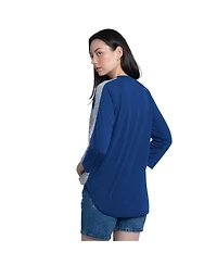 G-iii 4Her by Carl Banks Women's Royal/Heather Gray Chicago Cubs Speed Training 3/4-Sleeve Rhinestone V-Neck T-Shirt