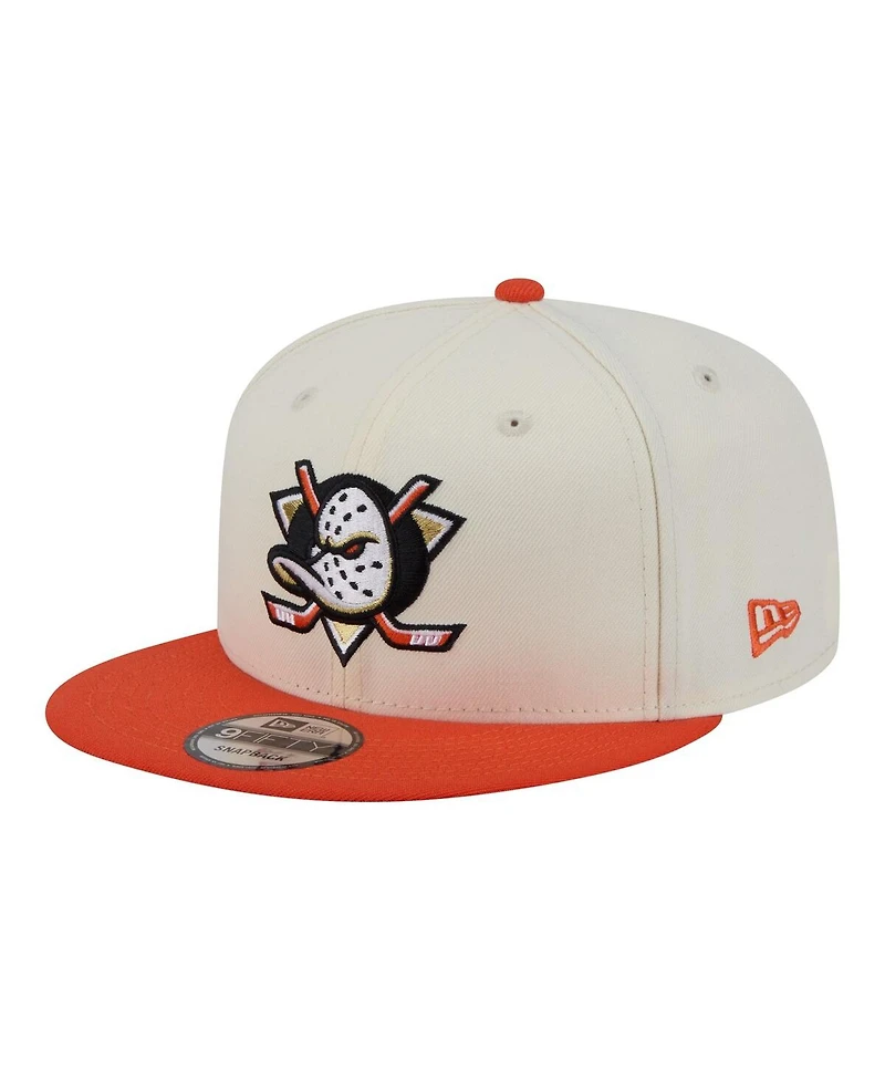 New Era Men's White/Orange Anaheim Ducks Injection Localized Two-Tone 9FIFTY Snapback Hat