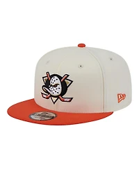 New Era Men's White/Orange Anaheim Ducks Injection Localized Two-Tone 9FIFTY Snapback Hat
