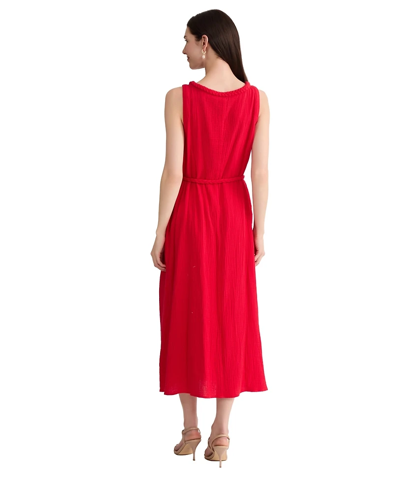 Jones New York Petite Sleeveless Round Neck Midi Dress