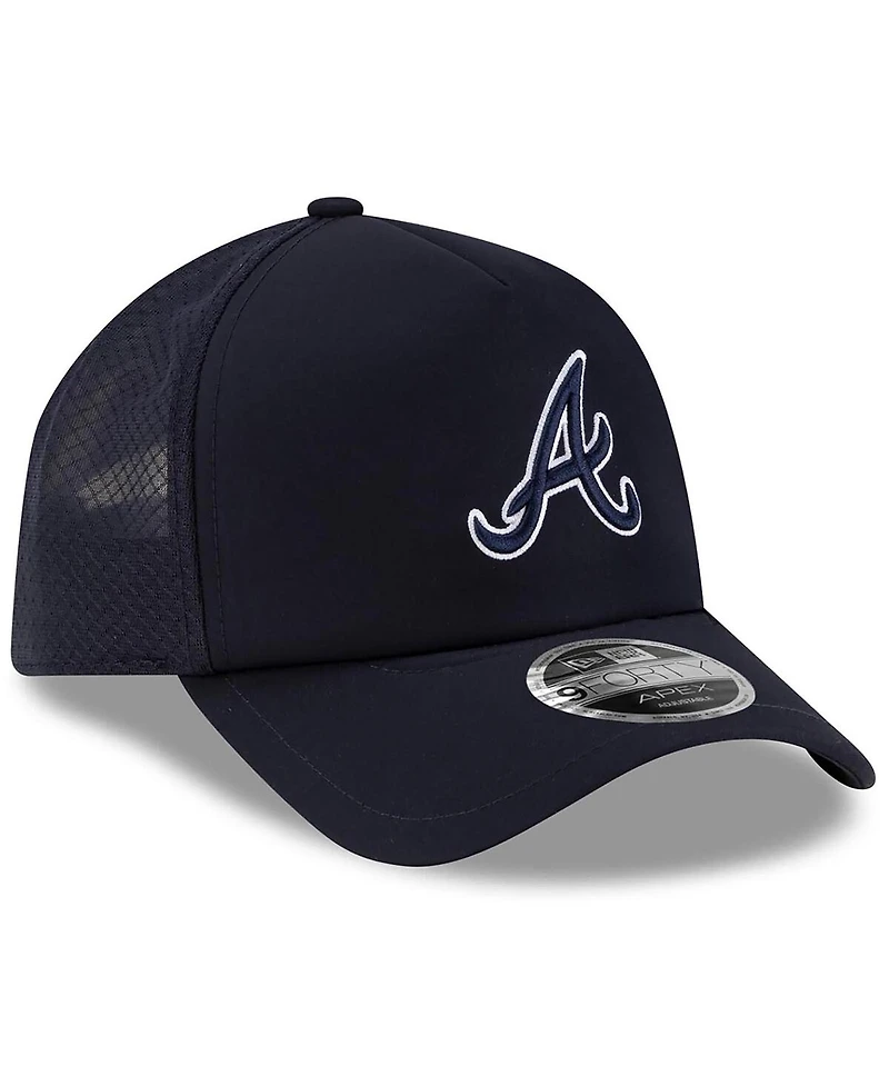 New Era Men's Navy Atlanta Braves 2026 Batting Practice Apex 9FORTY Adjustable Trucker Hat