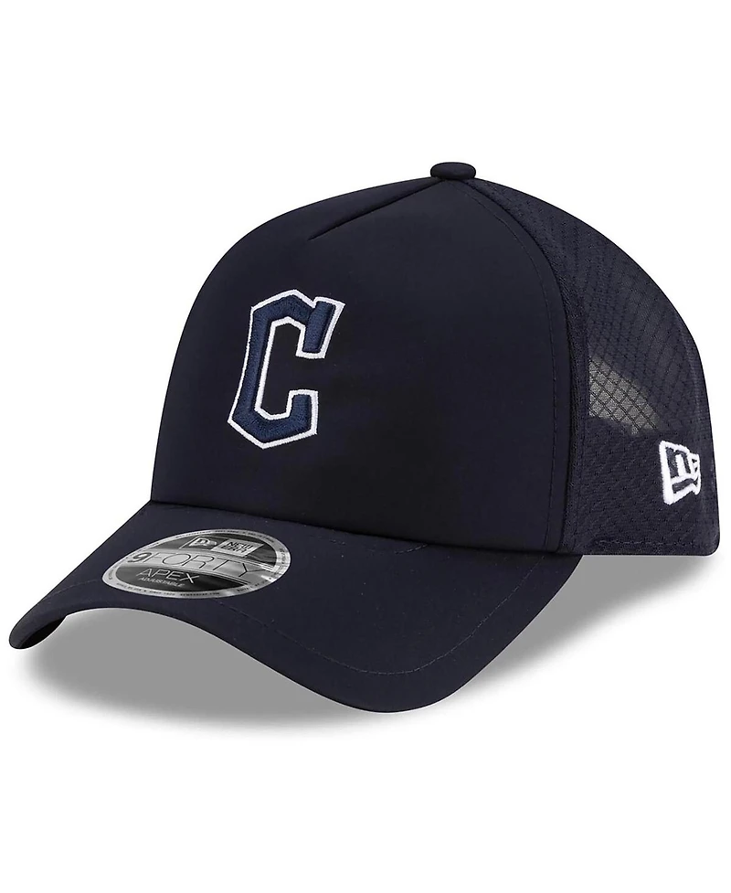 New Era Men's Navy Cleveland Guardians 2026 Batting Practice Apex 9FORTY Adjustable Trucker Hat