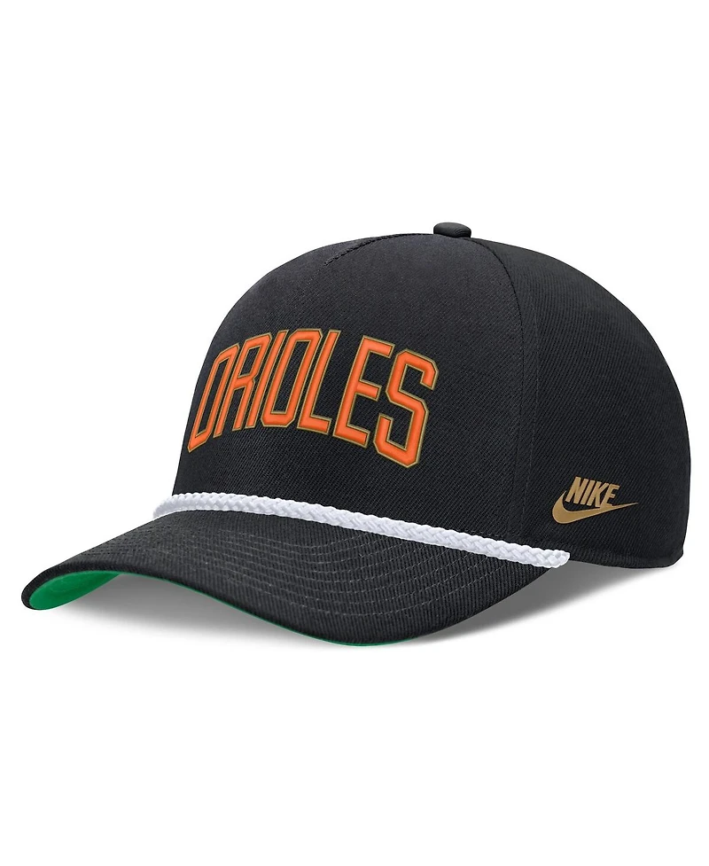 Nike Men's Black Baltimore Orioles Cooperstown Collection Rise Adjustable Hat