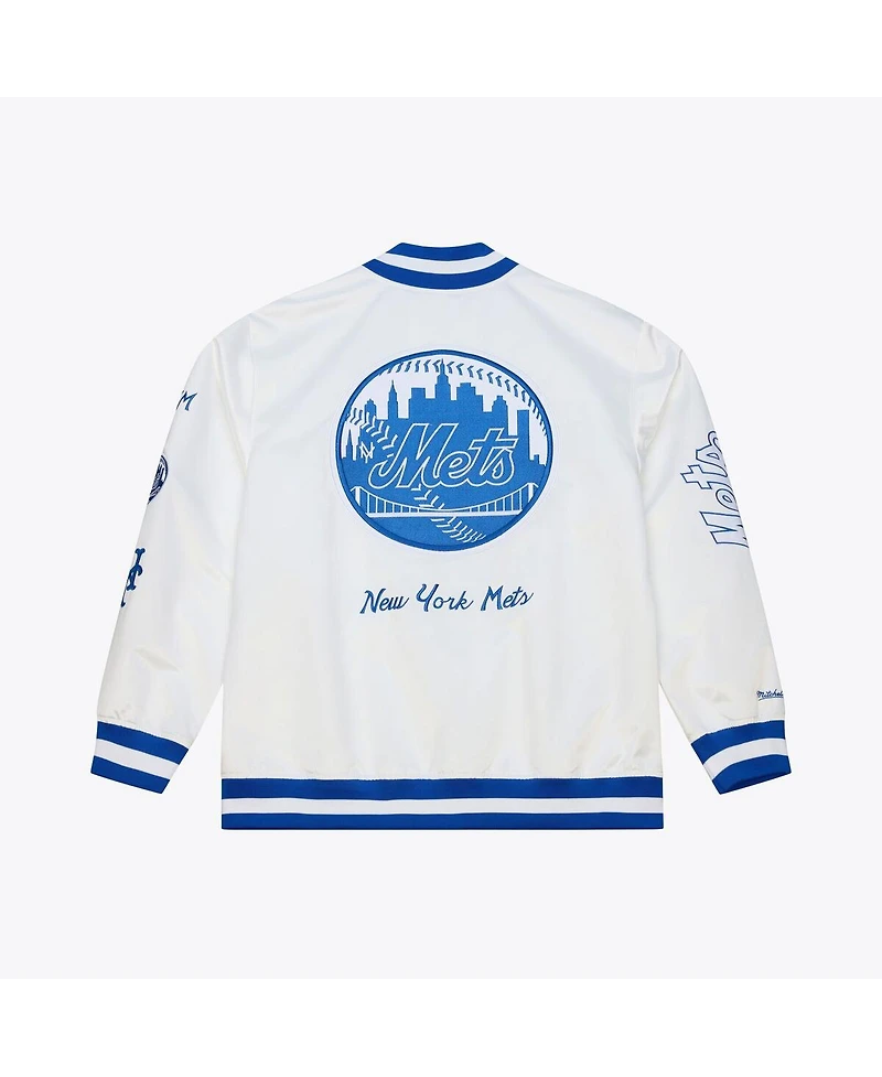 Mitchell & Ness Men's White New York Mets Cooperstown Collection Arctic Lightweight Satin Full-Snap Jacket