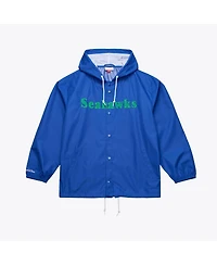 Mitchell & Ness Men's Royal Seattle Seahawks Coaches Full-Snap Hooded Windbreaker Jacket