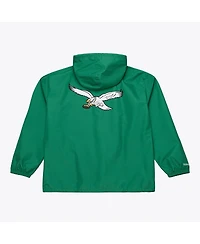 Mitchell & Ness Men's Kelly Green Philadelphia Eagles Coaches Full-Snap Hooded Windbreaker Jacket