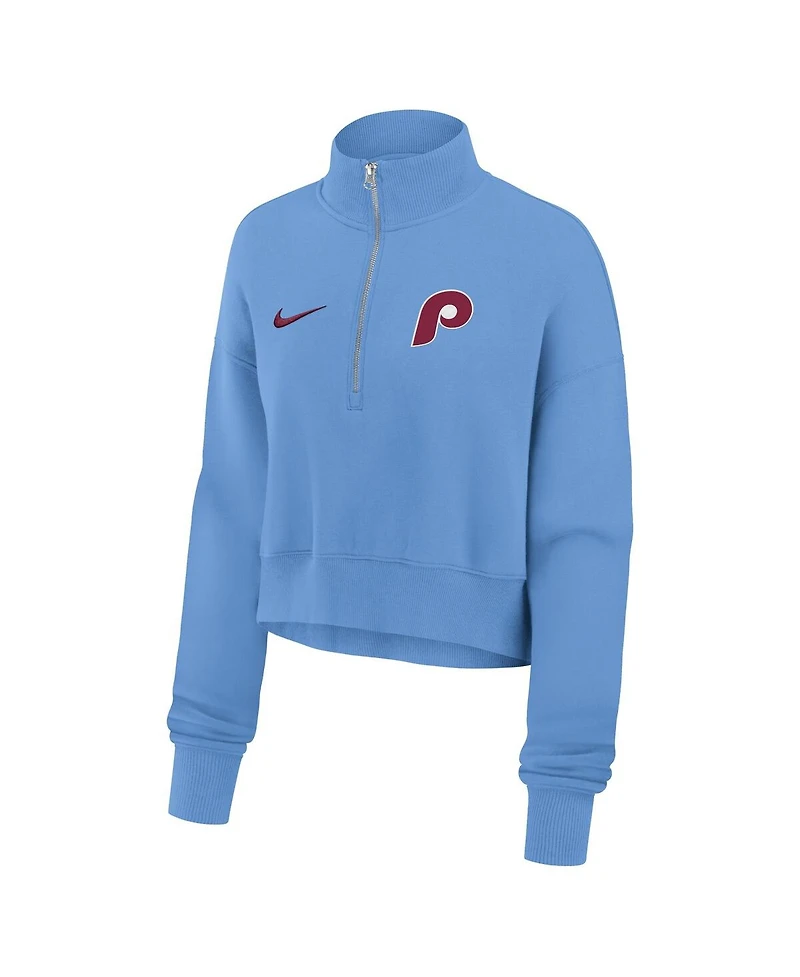 Nike Women's Light Blue Philadelphia Phillies Primetime Phoenix Fleece Half-Zip Sweatshirt