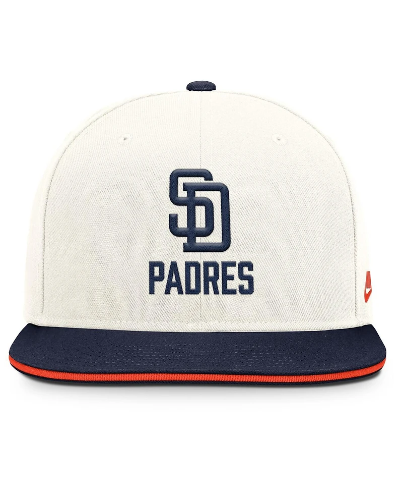 Nike Men's Cream/Navy San Diego Padres Cooperstown Pro Dri-fit Snapback Hat