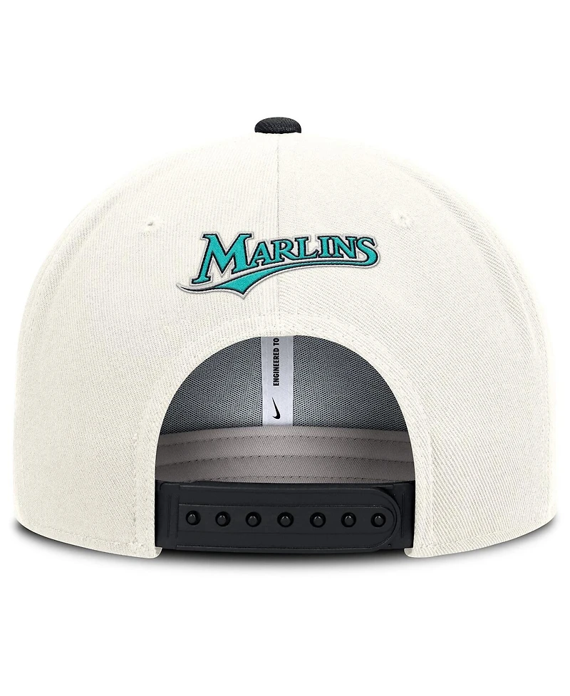 Nike Men's Cream/Black Florida Marlins Cooperstown Pro Dri-fit Snapback Hat