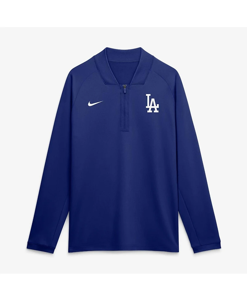 Nike Men's Royal Los Angeles Dodgers Authentic Collection Dri-fit Raglan Half-Zip Pullover