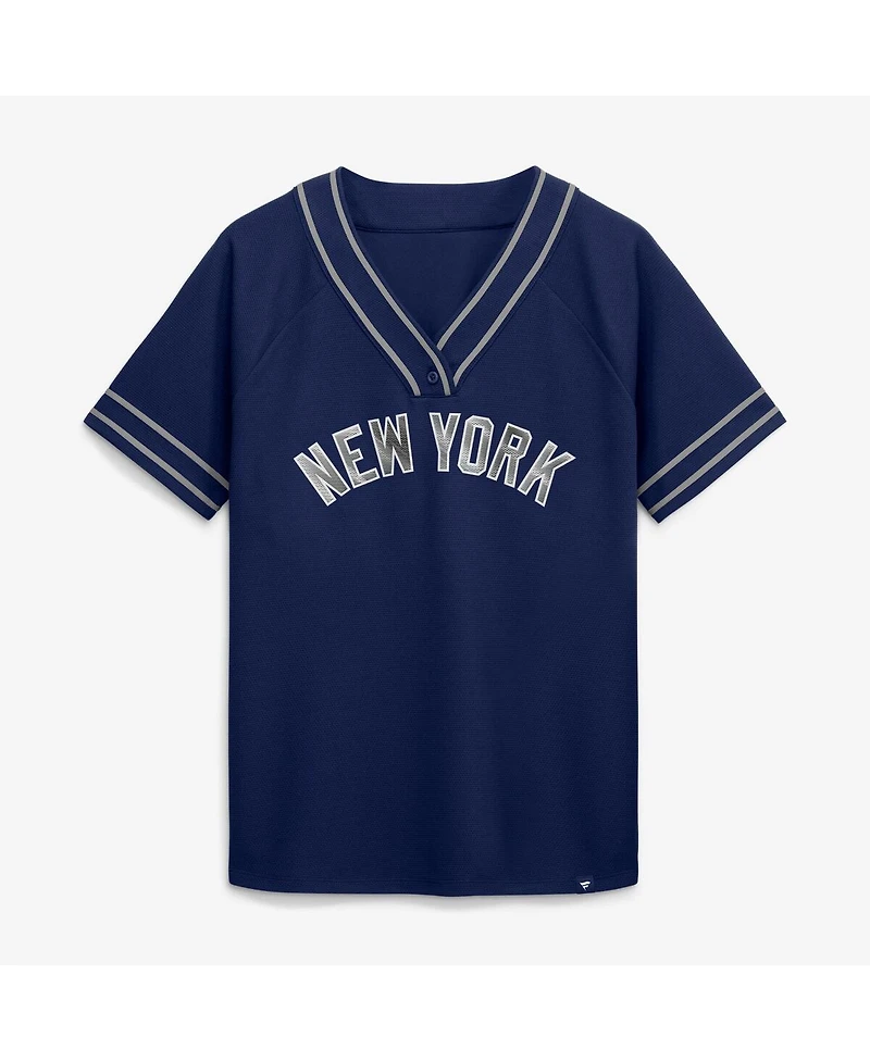 Fanatics Women's Navy New York Yankees Diva Race Ahead Raglan V-Neck T-Shirt