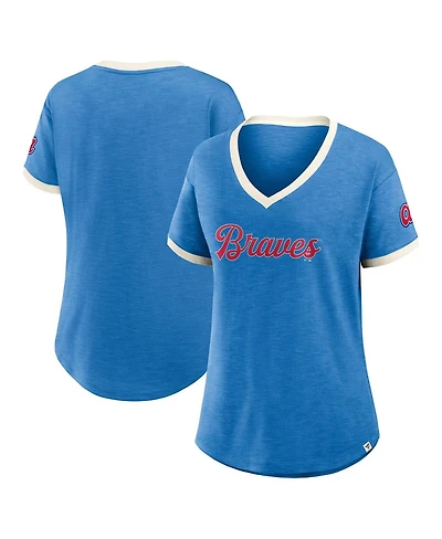 Fanatics Women's Royal Atlanta Braves Cooperstown Collection Vintage Play Slub V-Neck T-Shirt