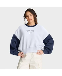 Nike Women's White/Navy Boston Red Sox Oversized High Hip Fleece Sweatshirt