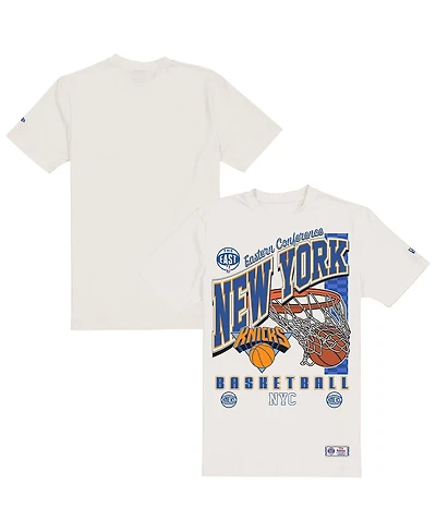New Era Men's Cream New York Knicks Oversized City Edition Remix Vintage T-Shirt