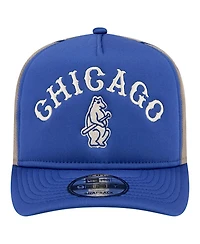 New Era Men's Royal Chicago Cubs Vintage Arched Foam Front 9FIFTY A-Frame Adjustable Trucker Hat