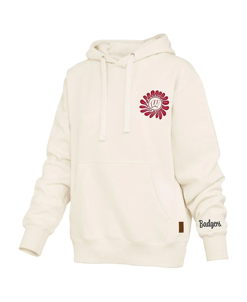 Pressbox Women's Cream Wisconsin Badgers Elena Janise Hoodie