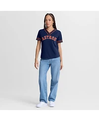 Fanatics Women's Navy Houston Astros Diva Race Ahead Raglan V-Neck T-Shirt